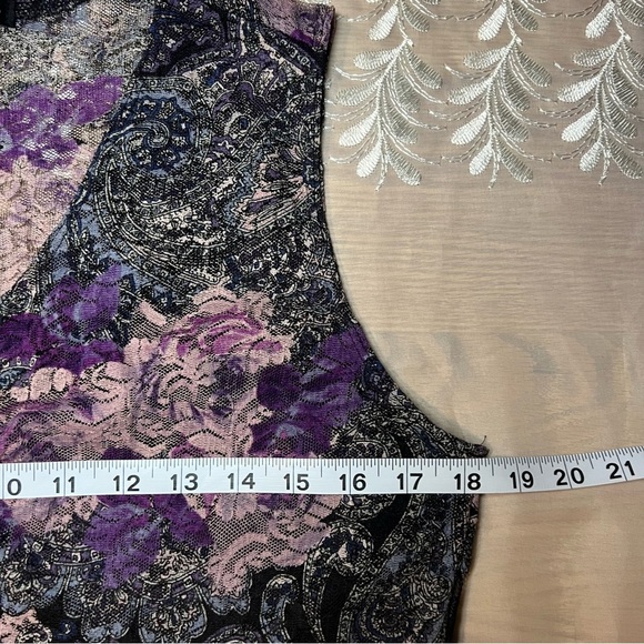 Y2K Purple Floral Paisley Sheer and Lace Sleeveless Top/Tank -Size M -TP17 - Picture 8 of 9